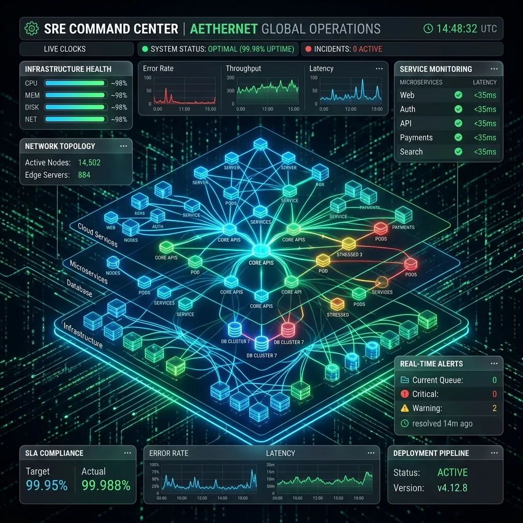 SRE Multi-Layer Redundancy Network Topology Command Center